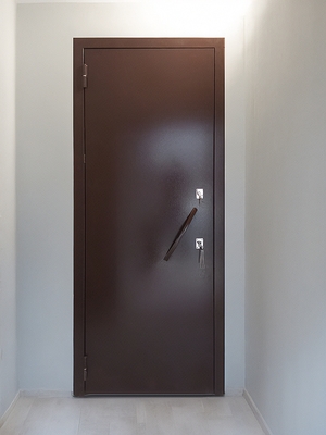 Коричневая дверь с ручкой-скобой